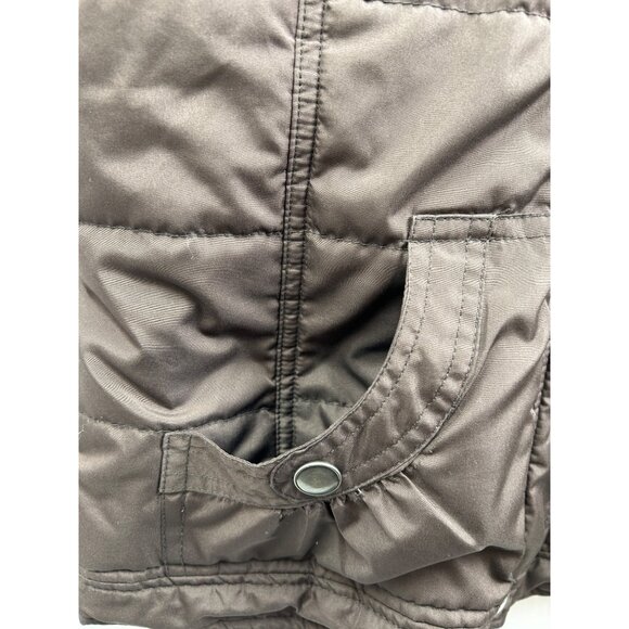 Vanity Puffer Vest Womens Medium Faux Fur Lined Brwn Cozy Winter Layer Y2K Style - Picture 6 of 11